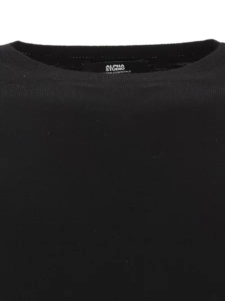 Pulover Alpha Studio de lână cu decolteu rotund negru