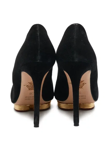 Pantofi cu toc Charlotte Olympia din piele de căprioară cu platformă negru