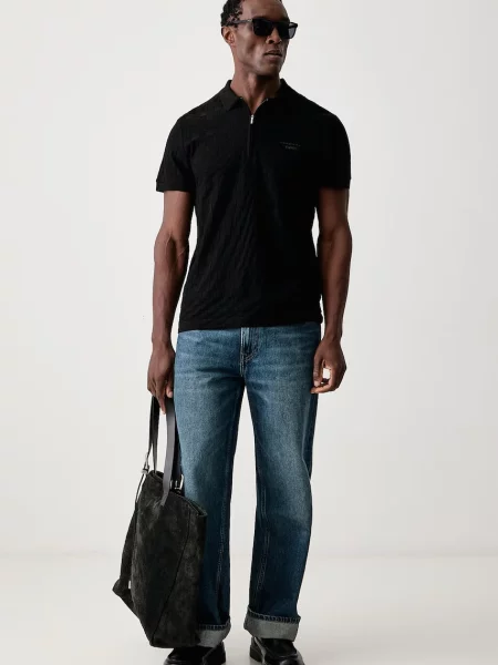 Tricou polo Boss Green negru
