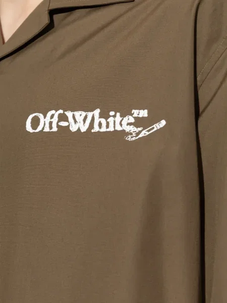 Cămașă Off-white cu imagine scurtă alb