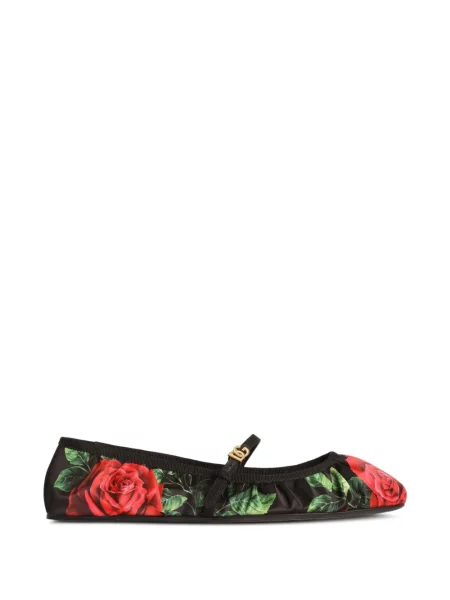Balerini Dolce & Gabbana din satin cu imagine negru