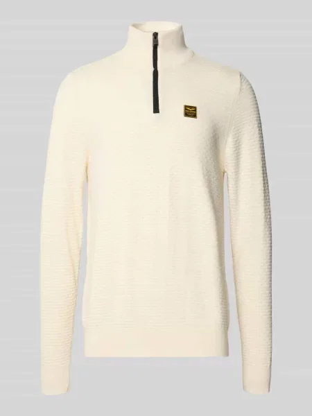 Sweter z dzianiny z prążkowanymi wykończeniami Pme Legend biały