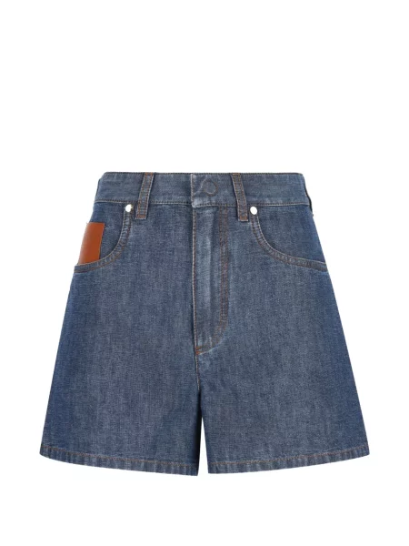 Pantaloni scurți din denim Fendi cu autograf albastru