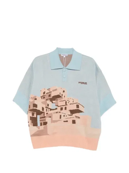 Tricou polo House Of Errors cu broderie albastru