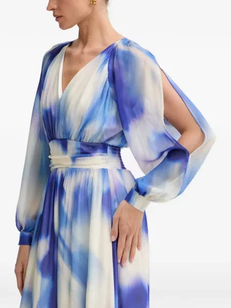 Rochie maxi Morgan cu imagine cu imprimeu abstract albastru
