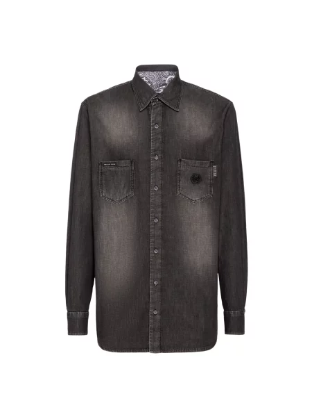 Koszula dżinsowa Philipp Plein z wzorem paisley czarna