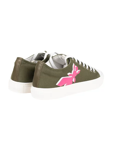 Sneakersy Patrizia Pepe skórzane z okrągłym noskiem wiązane zielone