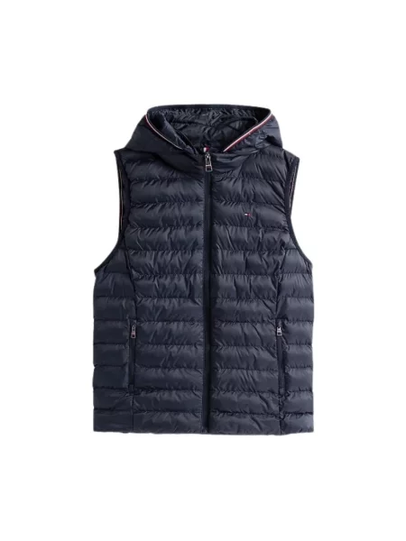 Kamizelka puchowa Tommy Hilfiger z kapturem niebieska
