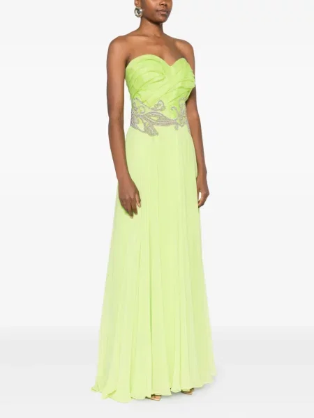Rochie Gemy Maalouf cu volane de costum verde