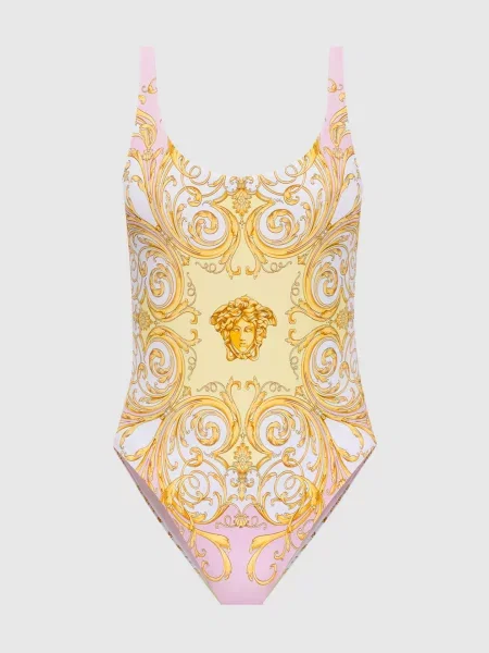 Купальник в принт Spring Barocco Versace рожевий
