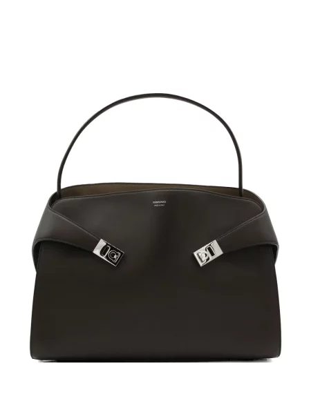 Geantă shopper Ferragamo din piele maro