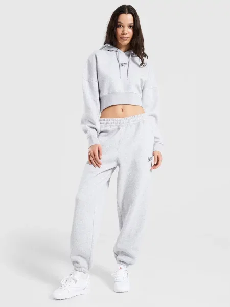 Reebok Bluza Z Kapturem Crop Wardrobe Essentials szara