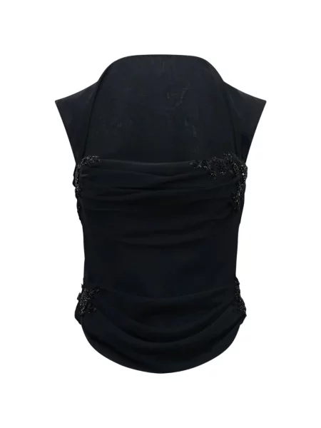 Bluzka Stolen Stores koronkowa drapowana czarna