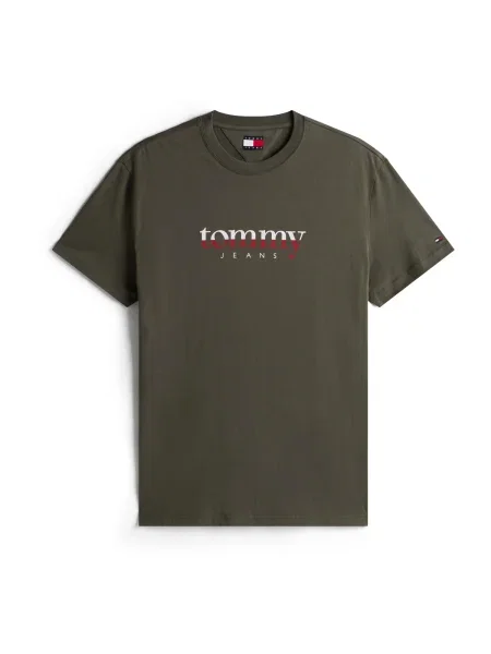 Tommy Jeans Tricou oliv / roșu / alb verde