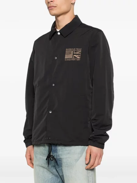 Jachetă cămașă Barbour cu broderie negru