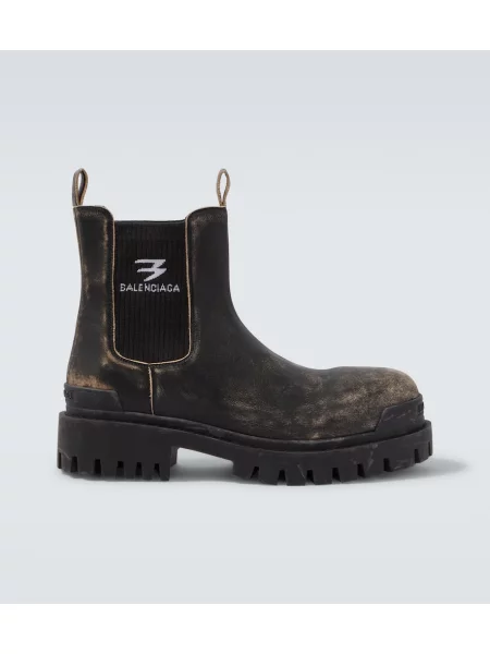 Usnjene obrabljene chelsea gležnjarji Balenciaga rjava