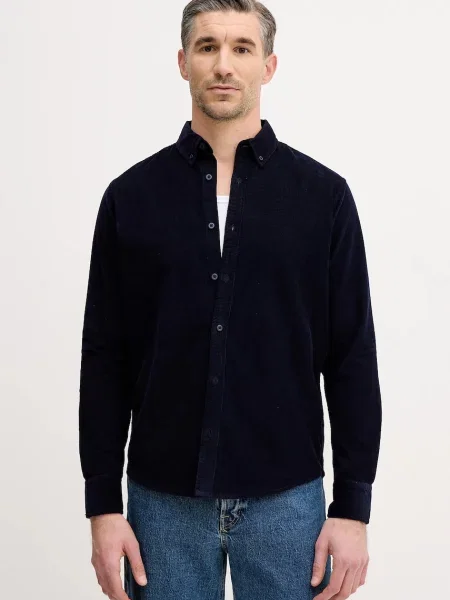 Srajca iz rebrastega žameta United Colors of Benetton mornarsko modra