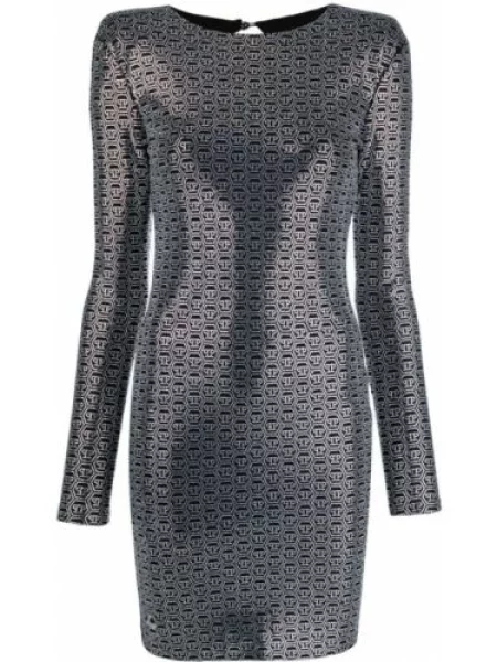 Długa sukienka maxi Philipp Plein z kryształkami garniturowa czarna