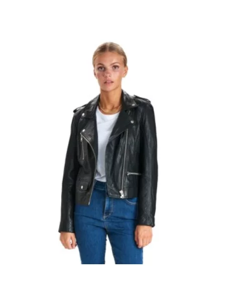 Nümph kurtka skórzana Nuzandras Kobiety skóra jednolity 36 czarny