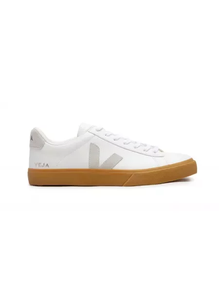 Sneakersy Veja Campo skórzane z okrągłym noskiem białe