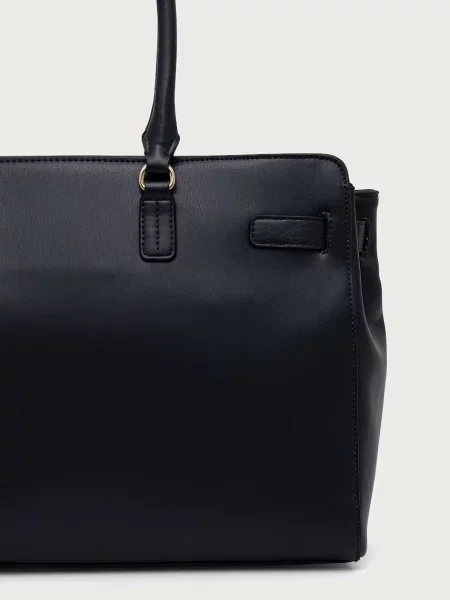 Tommy Hilfiger torebka shopper z imitacji skóry granatowa