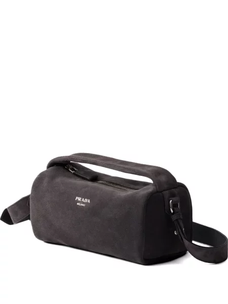 Geantă Prada din piele de căprioară gri