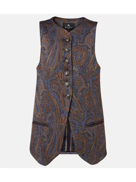 Vestă Etro cu model paisley din jacard albastru