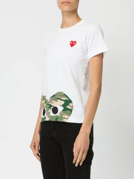 Tričko Comme Des Garçons Play s potiskem se srdcovým vzorem bílé