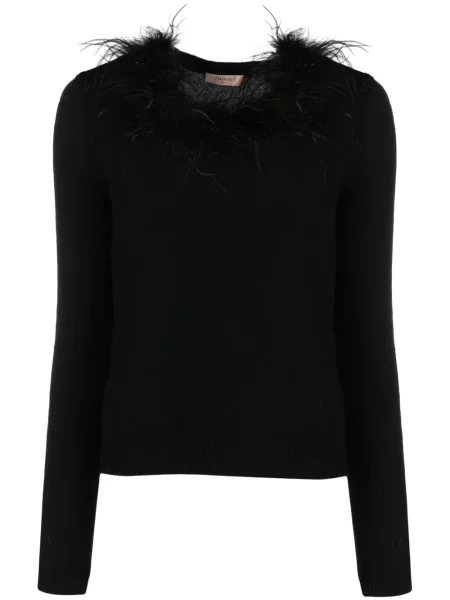 Pulover Twinset cu pene negru