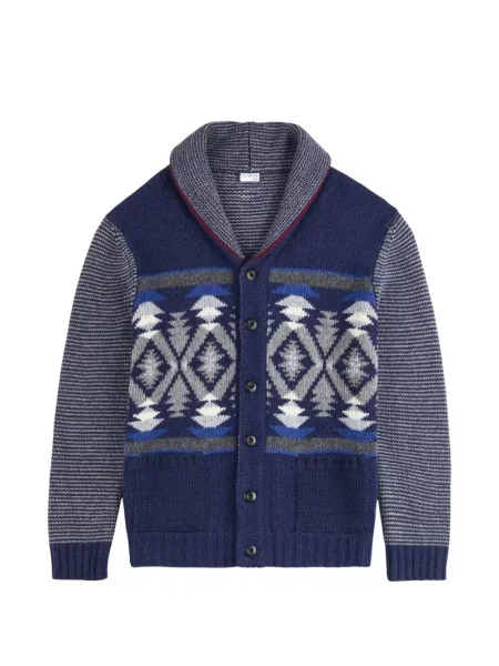 Gulerat cardigan Fay cu imprimeu geometric albastru