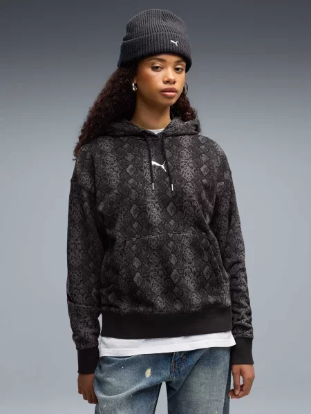 Худи Puma со змеиным принтом черное
