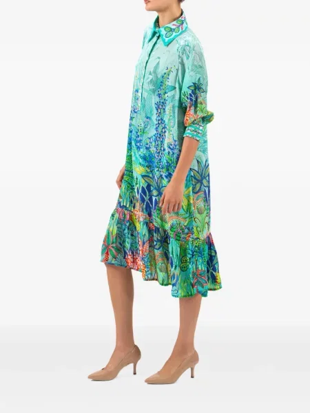 Rochie midi Saraco cu model floral cu imagine albastru