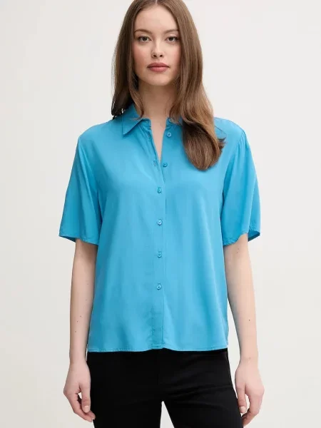 United Colors of Benetton cămașă pentru femei din vâscoză albastru