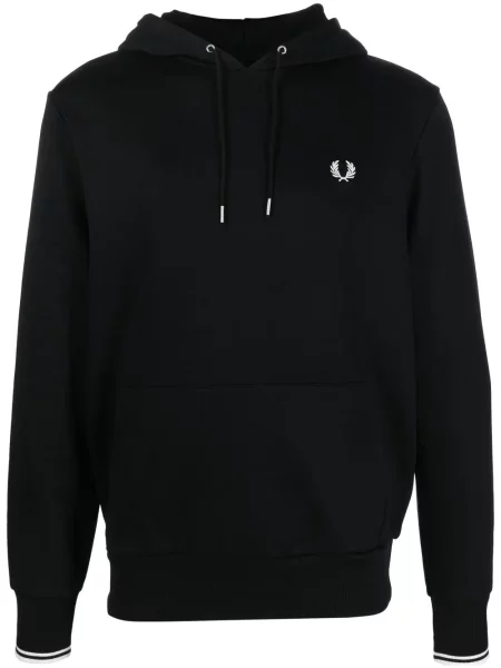Суичър с качулка Fred Perry бродиран черно