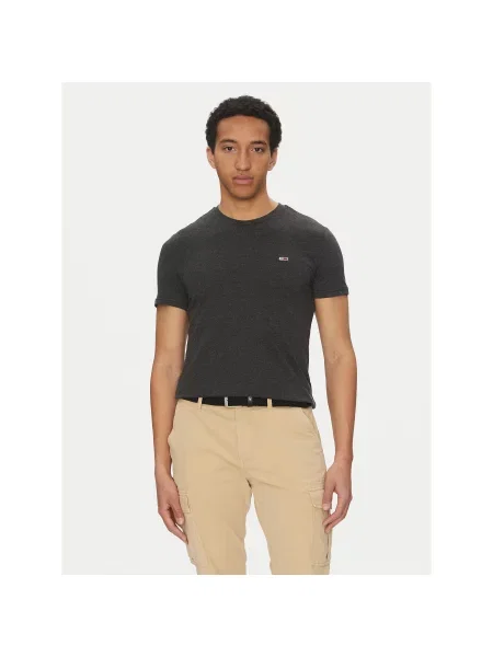 Tommy Jeans T-shirt Jaspe Slim Fit crna