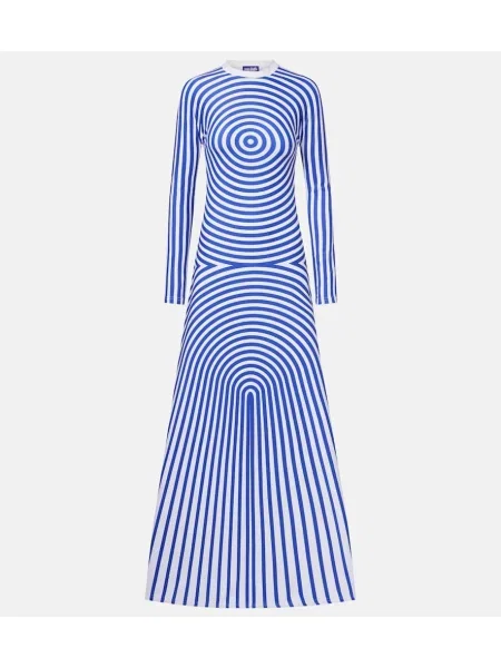Rochie maxi Jean Paul Gaultier cu imagine din jerseu de costum alb