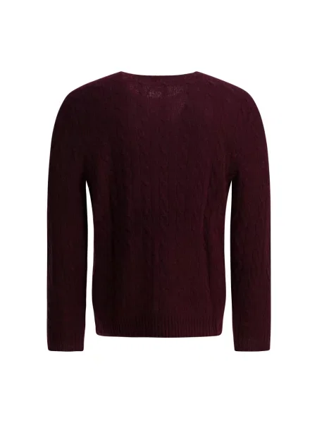 Sweter z dzianiny o kroju regular fit z mieszanki wełny i kaszmiru Ralph Lauren czerwony