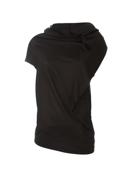 Top Junya Watanabe asimetric drapat negru