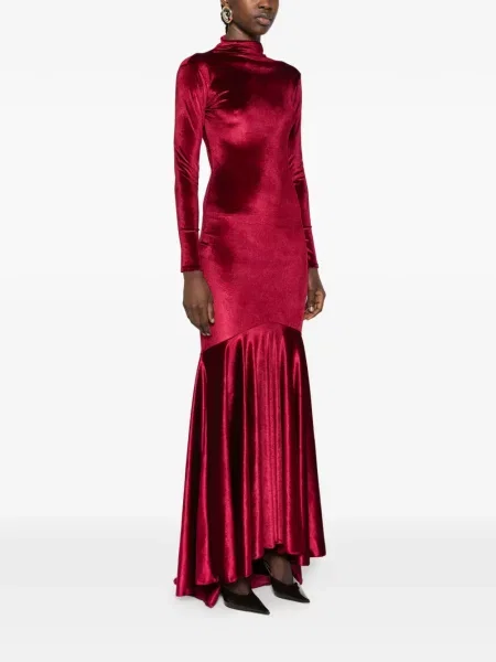 Rochie maxi Atu Body Couture de catifea lungă de costum roșu