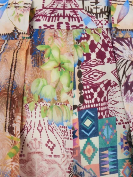 Spodnie palazzo Momoni w kwiatki z nadrukiem brązowe