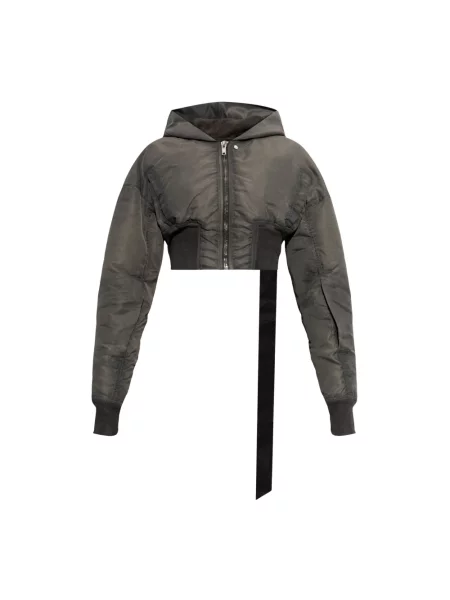 Kurtka Rick Owens z kapturem o skróconej długości szara