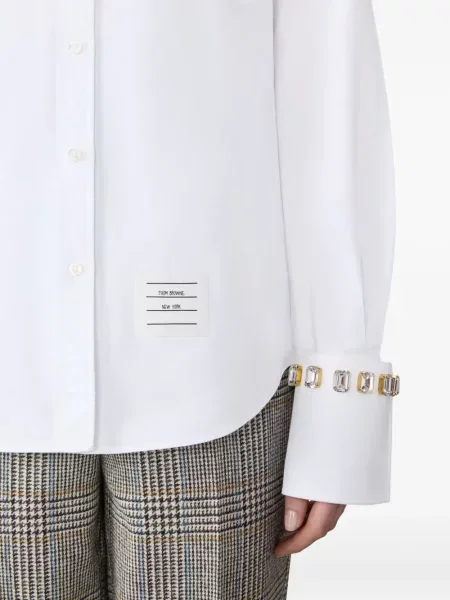 Cămașă Thom Browne de cristal din țesătură twill alb