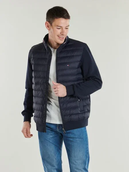 Geacă Tommy Hilfiger cu guler de stand-up albastru