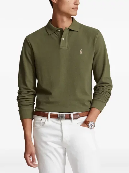 Tricou polo Polo Ralph Lauren cu autograf cu 5 buzunare în carouri gri
