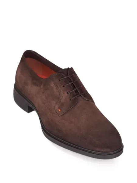 Pantofi derby Santoni din piele de căprioară maro