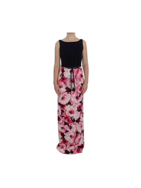 Sukienka maxi Dolce And Gabbana z nadrukiem różowa