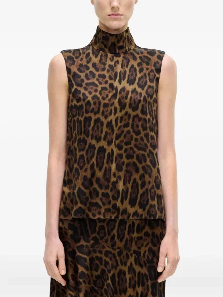 Top Adam Lippes cu imagine cu model leopard maro