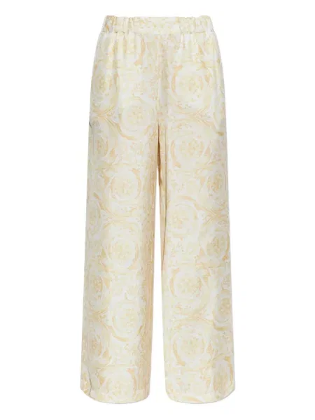 Pantaloni Versace cu model floral alb