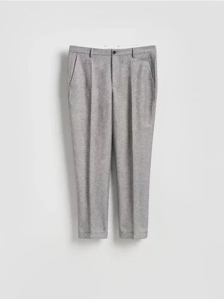 Reserved Pantaloni regular cu conținut ridicat de in gri-închis gri
