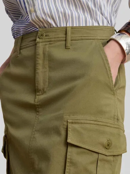Wąska spódnica midi z mieszanka bawełny Lauren Ralph Lauren zielona